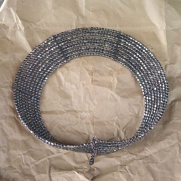 Statement Silver tone Metal Beaded 9 Strands Collar Necklace - Picture 3 of 9